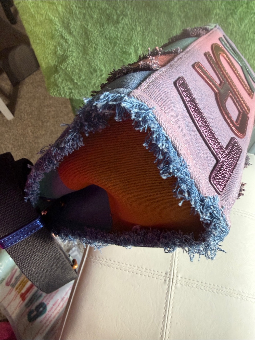 Kurt Geiger denim Pastel Patchwork Satchel in Pink, Blue, Yellow & Burgundy - Picture 7 of 9